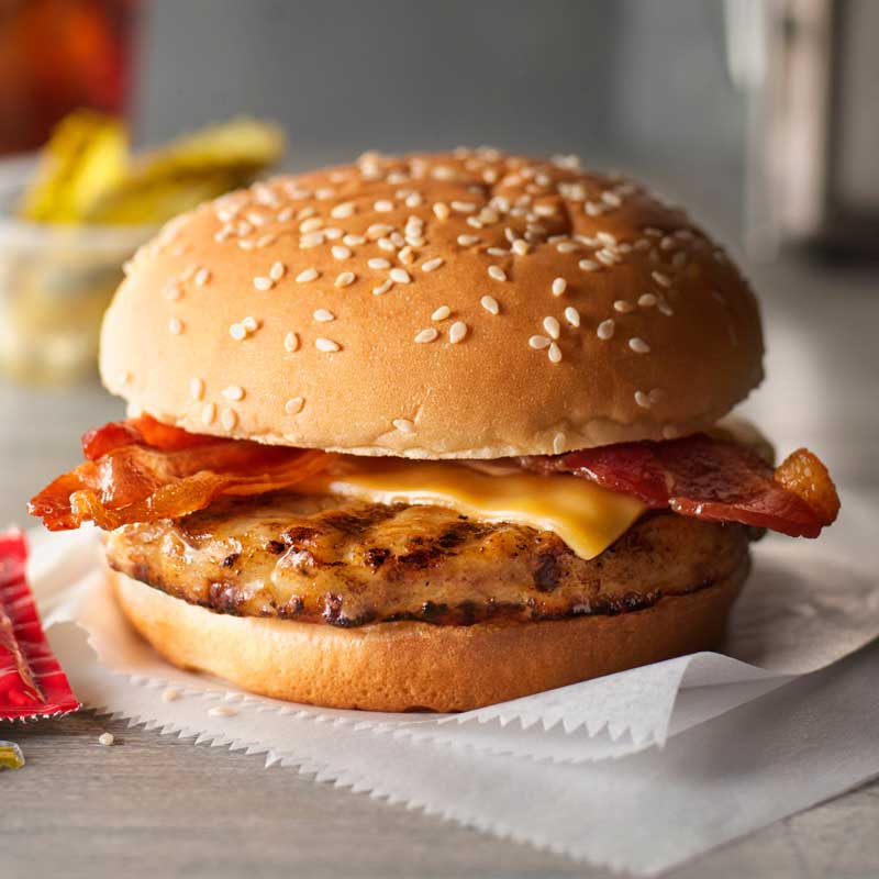 Bacon Cheddar Chicken Burgers Box - 12 (4 oz) Portions