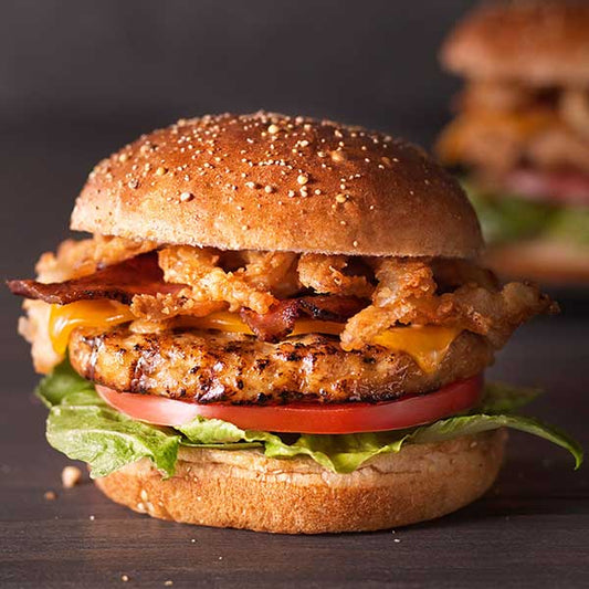 Bacon Cheddar Chicken Burgers Box - 12 (4 oz) Portions